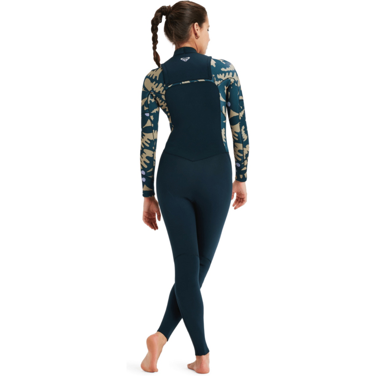 2025 Roxy Dames Swell Natural 4/3mm Borst Ritssluiting Wetsuit 26BW213509 - Black Floral